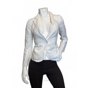DKNY Donna Karan New York Women’s Linen Blazer Size S – White Fitted Jacket